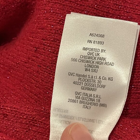 NWOT Isaac Mizrahi Live Red Sparkle Cardigan Tank Set 5X Plus Acrylic/Nylon Blen - Picture 12 of 13